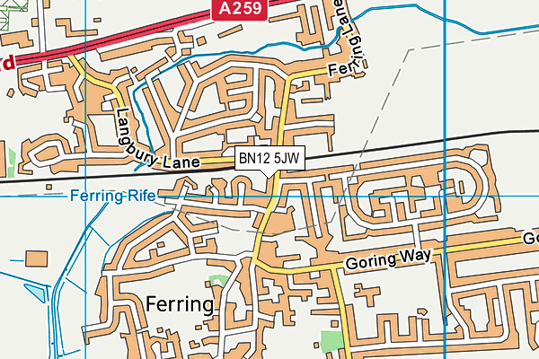BN12 5JW map - OS VectorMap District (Ordnance Survey)