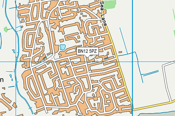 BN12 5PZ map - OS VectorMap District (Ordnance Survey)