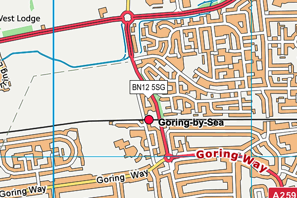 BN12 5SG map - OS VectorMap District (Ordnance Survey)