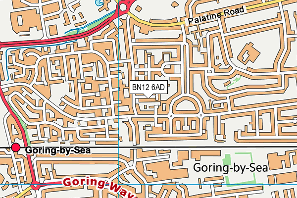 BN12 6AD map - OS VectorMap District (Ordnance Survey)