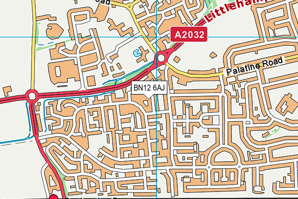 BN12 6AJ map - OS VectorMap District (Ordnance Survey)