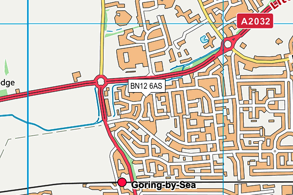 BN12 6AS map - OS VectorMap District (Ordnance Survey)