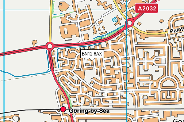 BN12 6AX map - OS VectorMap District (Ordnance Survey)