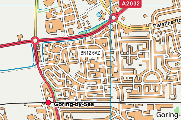 BN12 6AZ map - OS VectorMap District (Ordnance Survey)