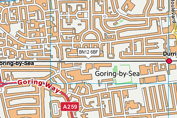 BN12 6BF map - OS VectorMap District (Ordnance Survey)