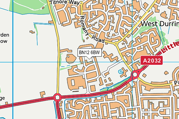 BN12 6BW map - OS VectorMap District (Ordnance Survey)