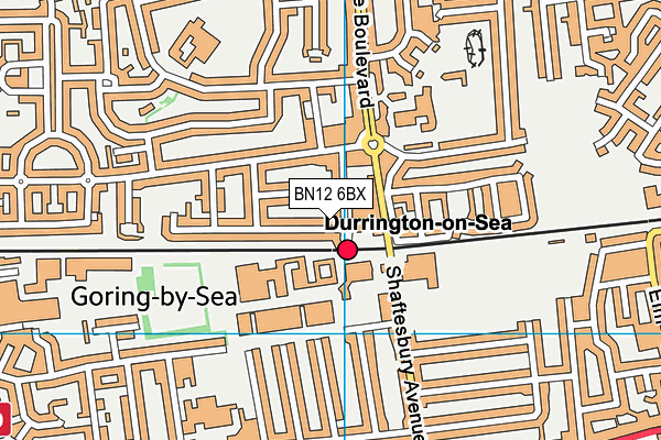 BN12 6BX map - OS VectorMap District (Ordnance Survey)