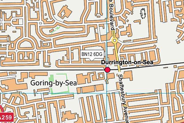 BN12 6DG map - OS VectorMap District (Ordnance Survey)