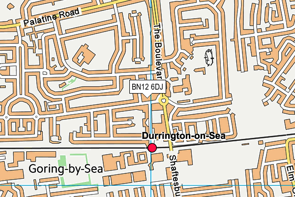 BN12 6DJ map - OS VectorMap District (Ordnance Survey)