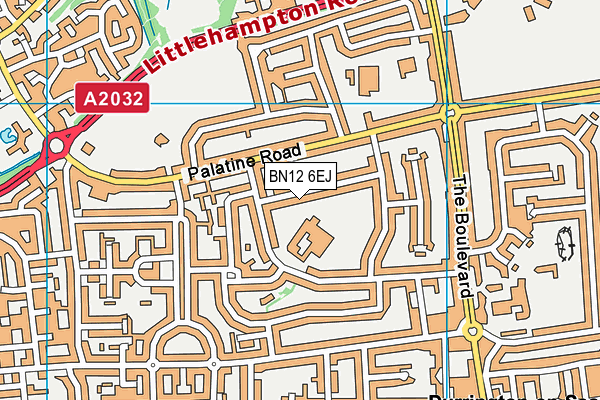 BN12 6EJ map - OS VectorMap District (Ordnance Survey)