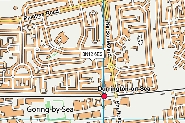 BN12 6ES map - OS VectorMap District (Ordnance Survey)
