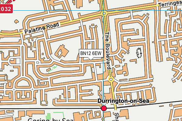 BN12 6EW map - OS VectorMap District (Ordnance Survey)