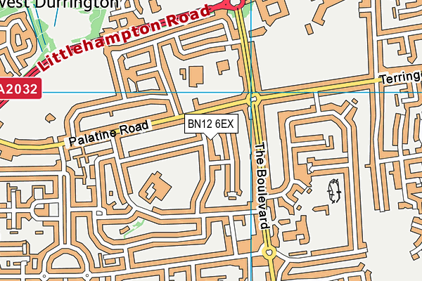 BN12 6EX map - OS VectorMap District (Ordnance Survey)