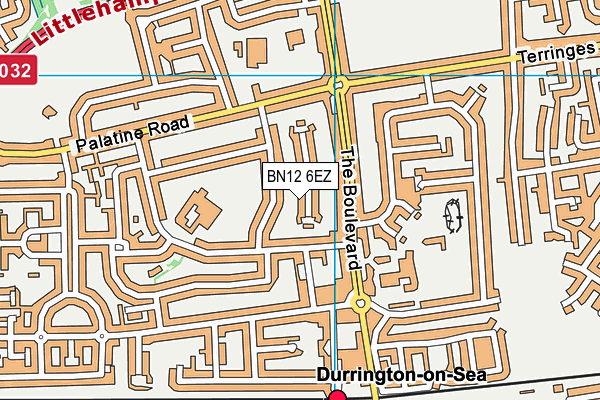 BN12 6EZ map - OS VectorMap District (Ordnance Survey)