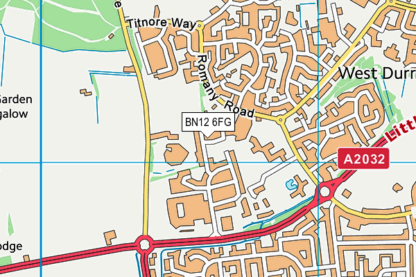 BN12 6FG map - OS VectorMap District (Ordnance Survey)