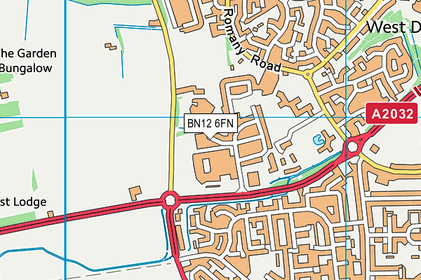 BN12 6FN map - OS VectorMap District (Ordnance Survey)