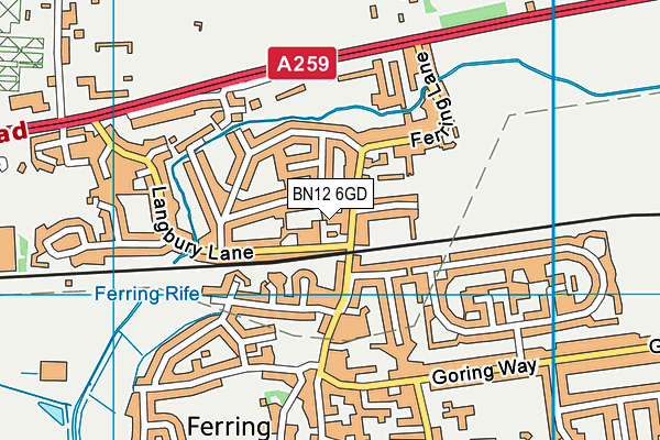 BN12 6GD map - OS VectorMap District (Ordnance Survey)