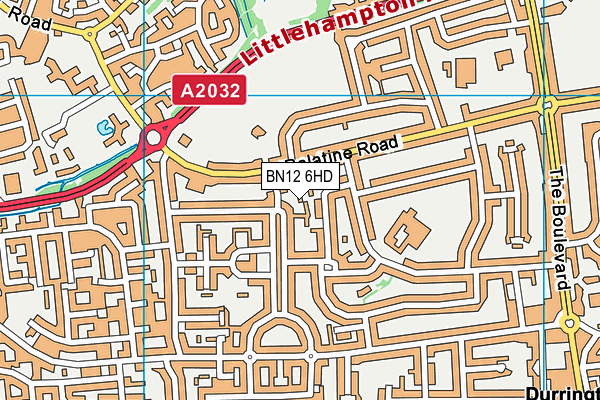 BN12 6HD map - OS VectorMap District (Ordnance Survey)