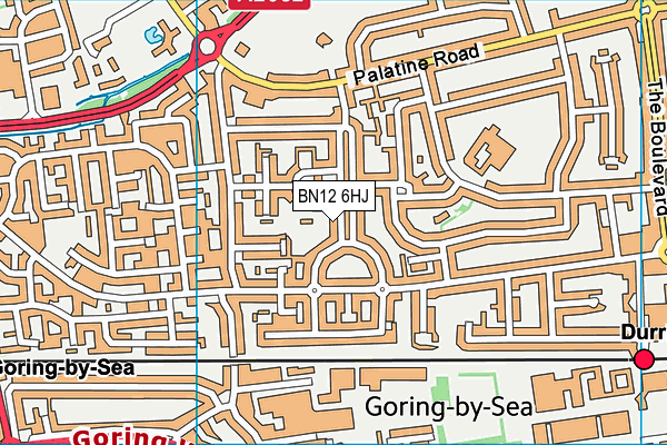 BN12 6HJ map - OS VectorMap District (Ordnance Survey)