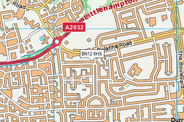 BN12 6HX map - OS VectorMap District (Ordnance Survey)