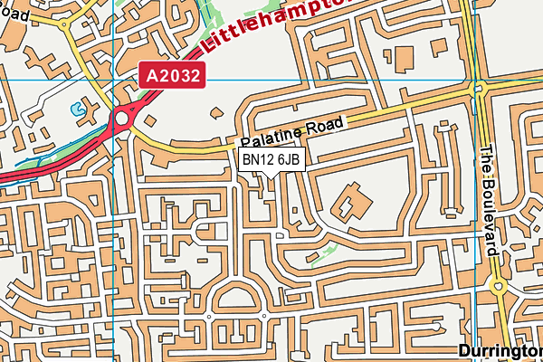BN12 6JB map - OS VectorMap District (Ordnance Survey)
