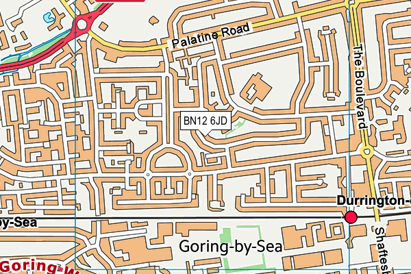 BN12 6JD map - OS VectorMap District (Ordnance Survey)