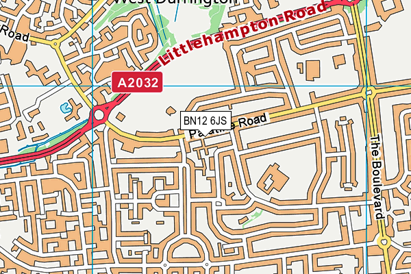 BN12 6JS map - OS VectorMap District (Ordnance Survey)
