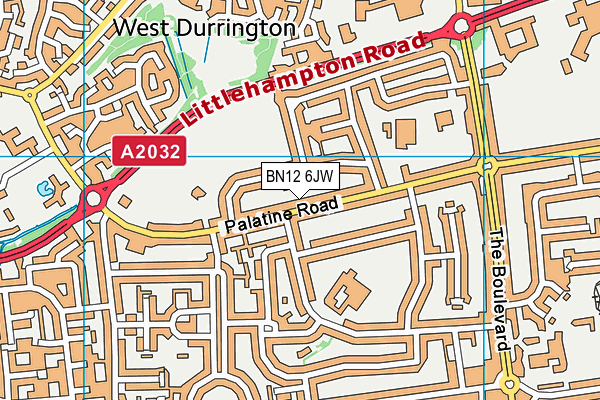 BN12 6JW map - OS VectorMap District (Ordnance Survey)