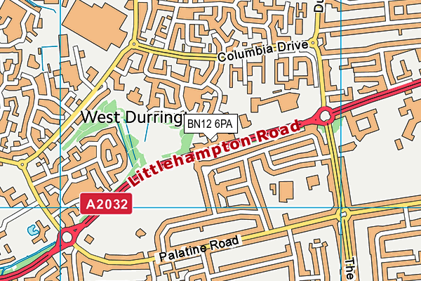 BN12 6PA map - OS VectorMap District (Ordnance Survey)