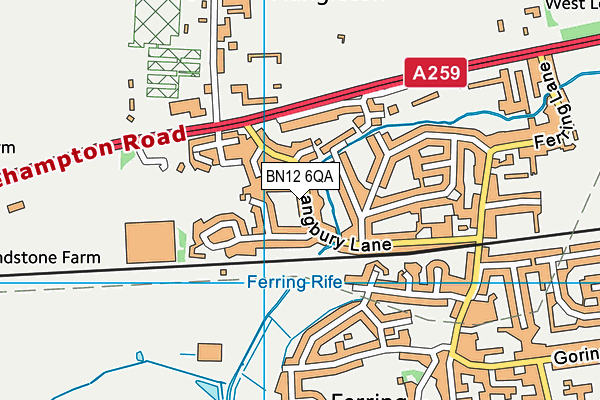 BN12 6QA map - OS VectorMap District (Ordnance Survey)