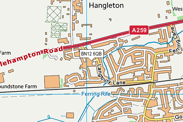 BN12 6QB map - OS VectorMap District (Ordnance Survey)