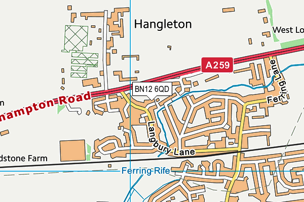 BN12 6QD map - OS VectorMap District (Ordnance Survey)