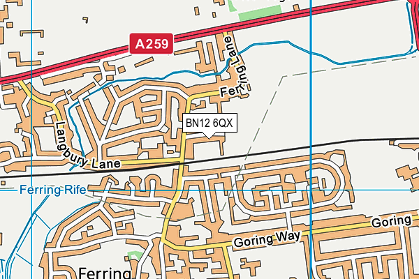 BN12 6QX map - OS VectorMap District (Ordnance Survey)