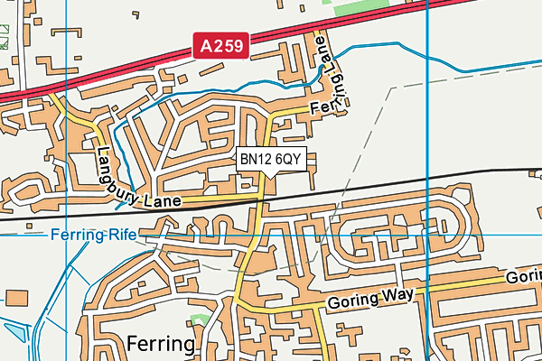 BN12 6QY map - OS VectorMap District (Ordnance Survey)