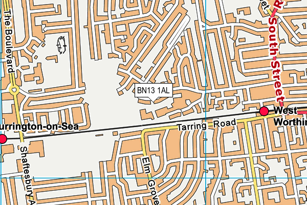 BN13 1AL map - OS VectorMap District (Ordnance Survey)