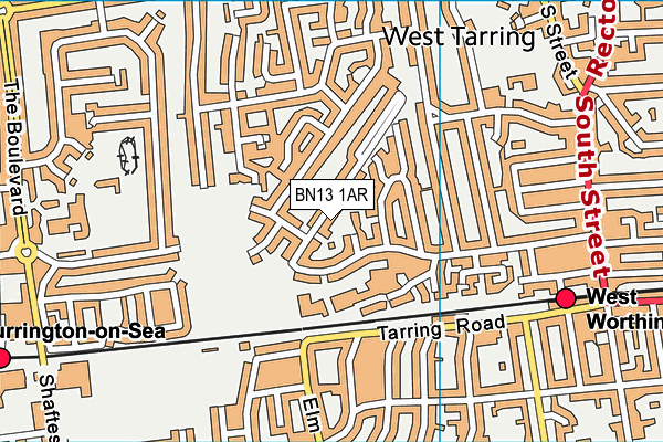 BN13 1AR map - OS VectorMap District (Ordnance Survey)