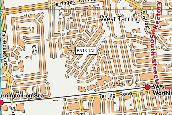 BN13 1AT map - OS VectorMap District (Ordnance Survey)