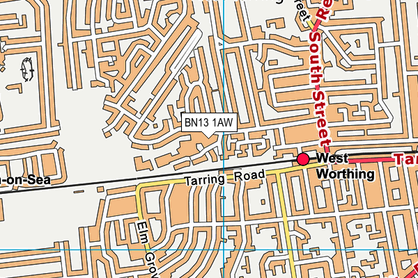 BN13 1AW map - OS VectorMap District (Ordnance Survey)
