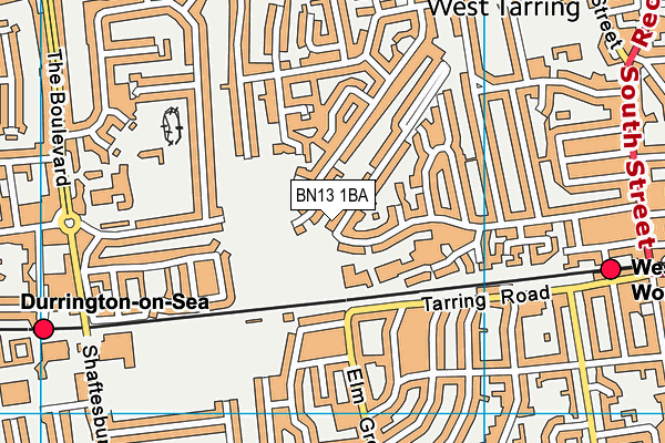 BN13 1BA map - OS VectorMap District (Ordnance Survey)