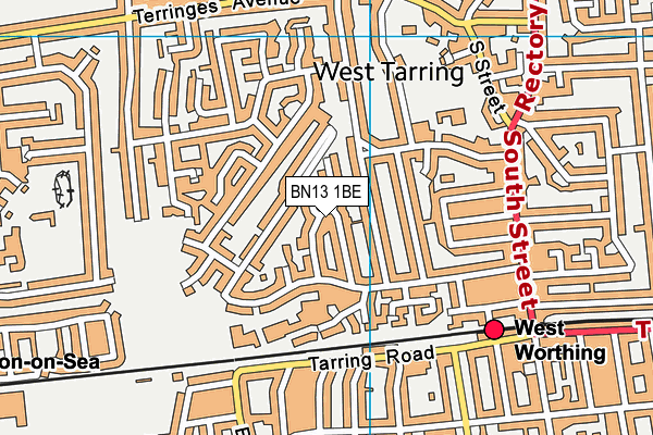 BN13 1BE map - OS VectorMap District (Ordnance Survey)