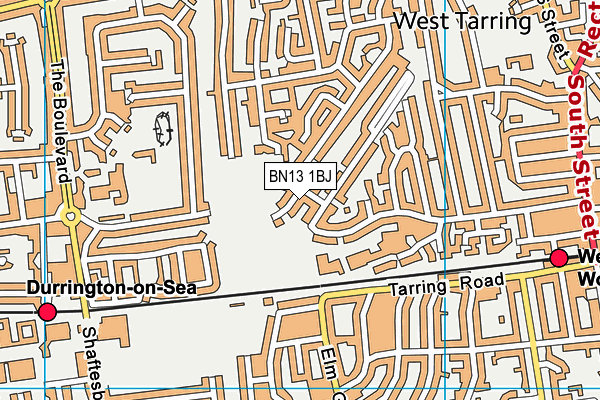 BN13 1BJ map - OS VectorMap District (Ordnance Survey)
