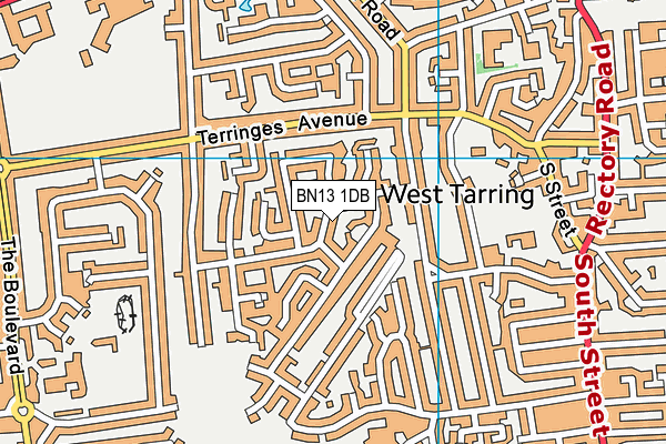 BN13 1DB map - OS VectorMap District (Ordnance Survey)