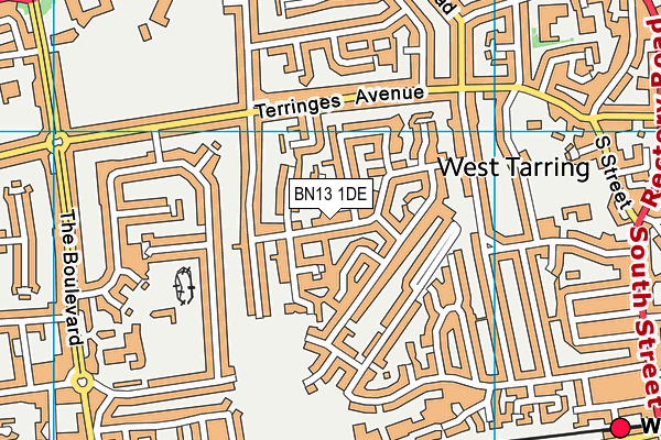 BN13 1DE map - OS VectorMap District (Ordnance Survey)
