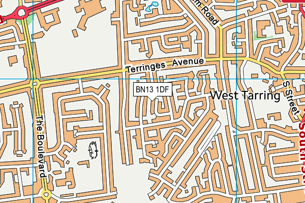 BN13 1DF map - OS VectorMap District (Ordnance Survey)