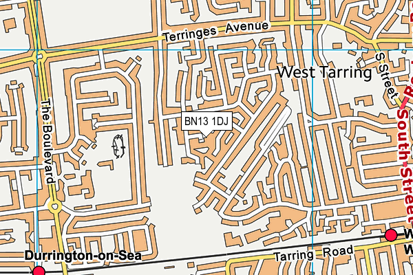 BN13 1DJ map - OS VectorMap District (Ordnance Survey)