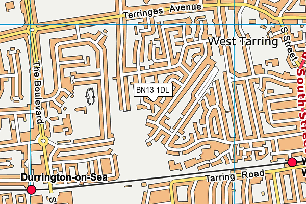 BN13 1DL map - OS VectorMap District (Ordnance Survey)