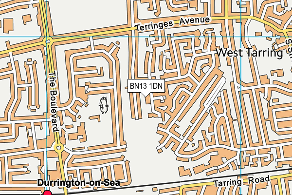 BN13 1DN map - OS VectorMap District (Ordnance Survey)