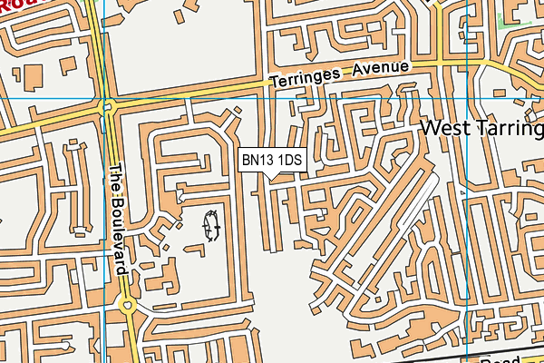 BN13 1DS map - OS VectorMap District (Ordnance Survey)