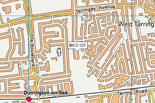 BN13 1DT map - OS VectorMap District (Ordnance Survey)