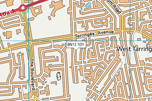 BN13 1DY map - OS VectorMap District (Ordnance Survey)